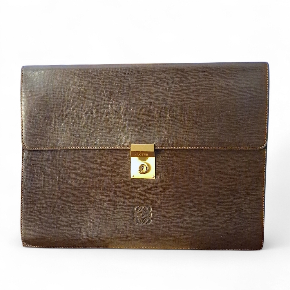 Vintage Loewe Leather Lock Portfolio Document Clutch | Made in Spain